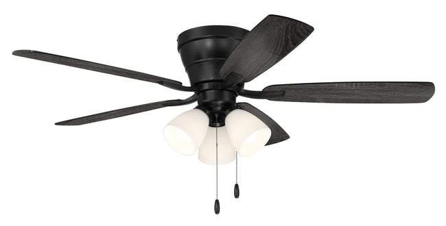 WHL52FB5C3 - Wheeler 52 3-Light 52" 5 Blade Ceiling Fan with Light Kit - Flat Black