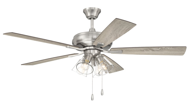 ECF104BNK5-DWWLN - Eos Clear 4 Light 52" 5 Blade Ceiling Fan with Light Kit - Brushed Nickel