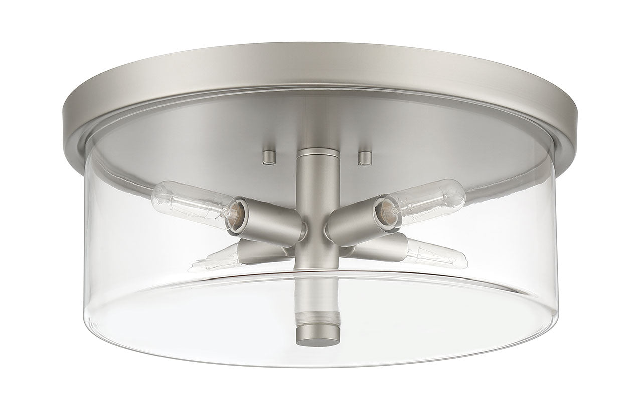 55684-SN - Hailie 4 Light 15" Wide Flush Mount - Satin Nickel