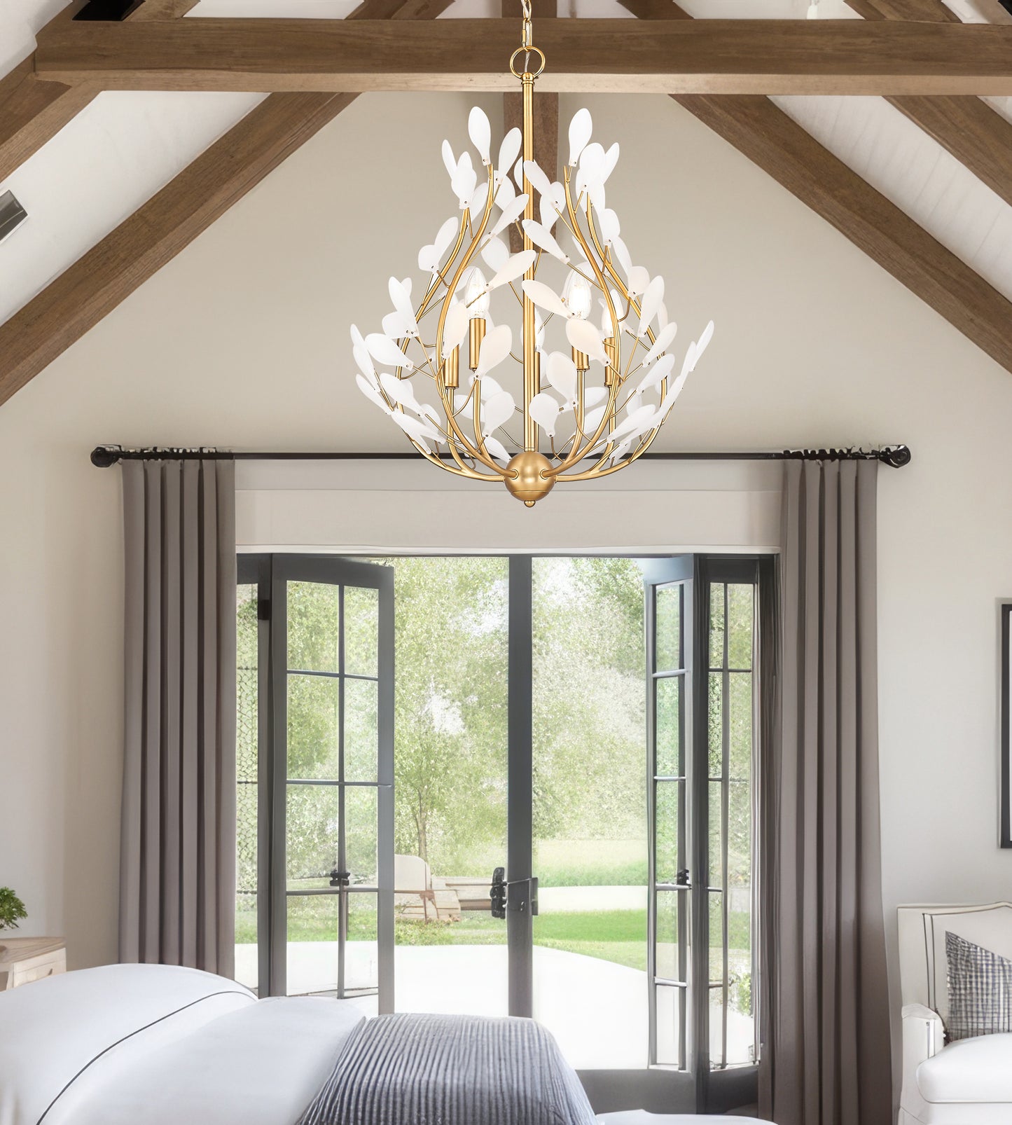 353-24MGLD - Claudine 5 Light 24" Chandelier - Modern Gold