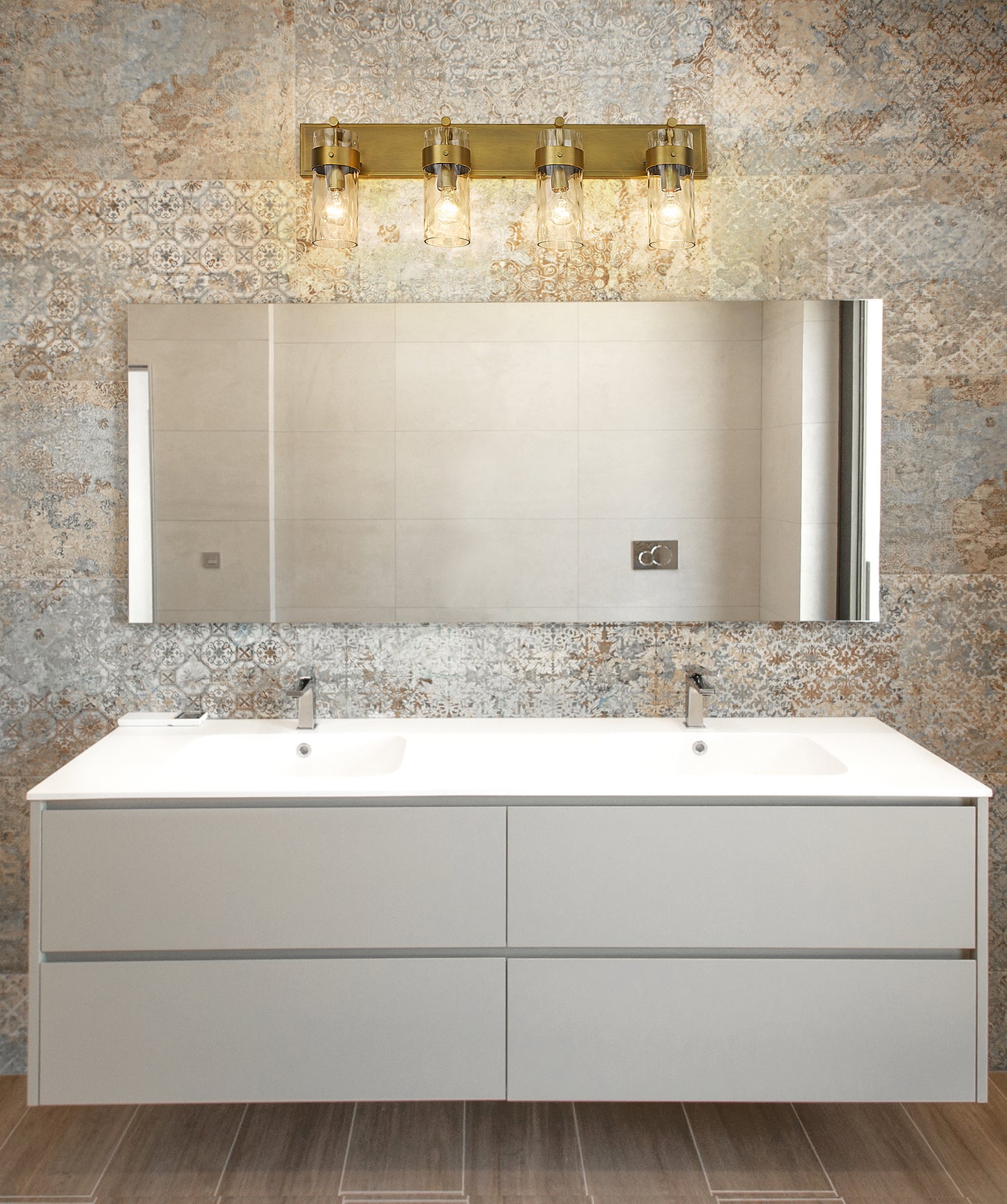 3035-4V-RB - Fontaine 4 Light 34" Vanity - Rubbed Brass