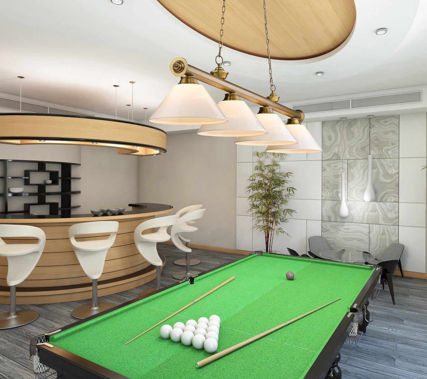 2306-4RB-PWH - Cordon 4 Light 81" Billiard - Rubbed Brass