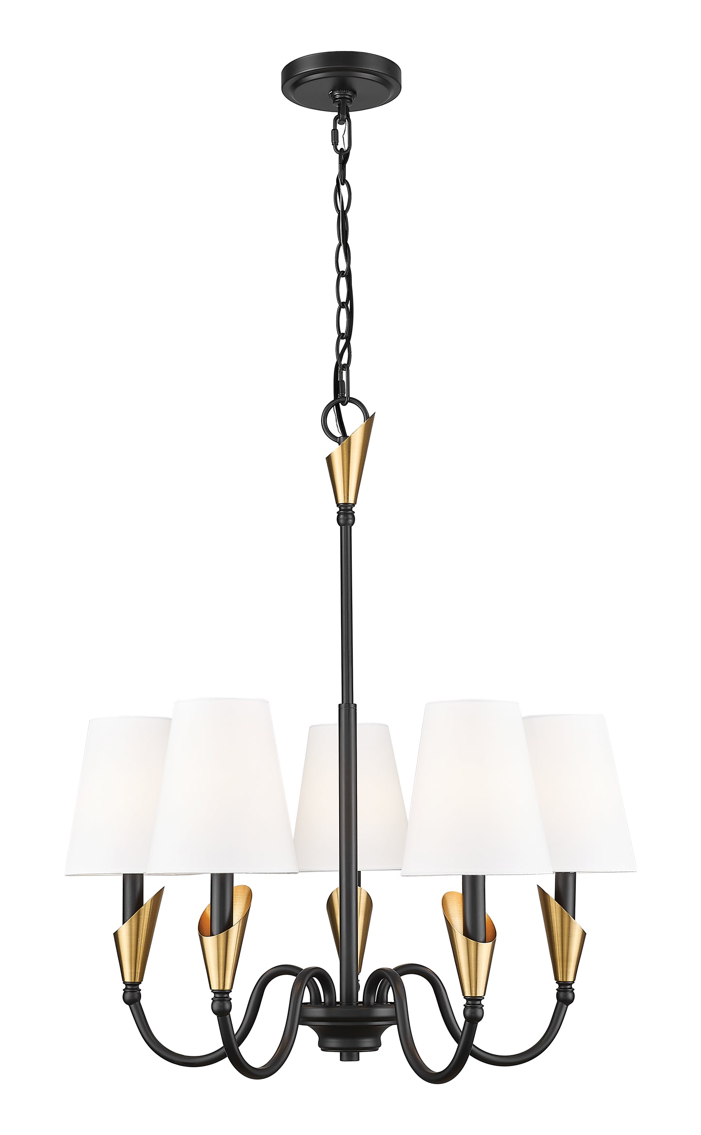 4014-24MB-MGLD - Claudelle 5 Light 24" Chandelier - Matte Black / Modern Gold