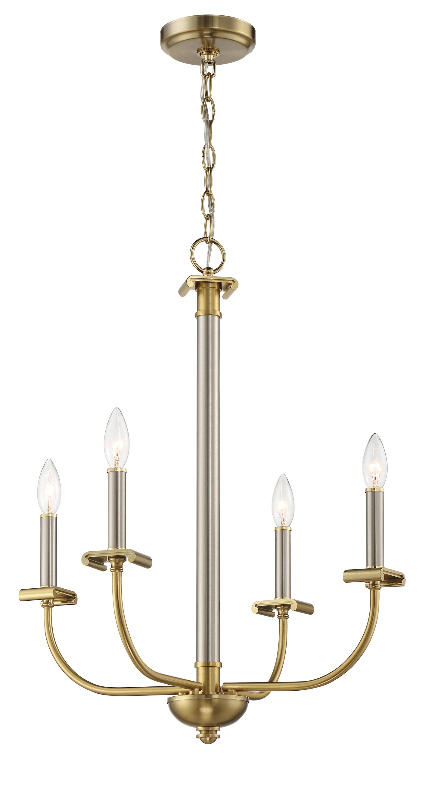 54824-BNKSB - Stanza 4 Light 20" Wide Chandelier - Brushed Polished Nickel / Satin Brass