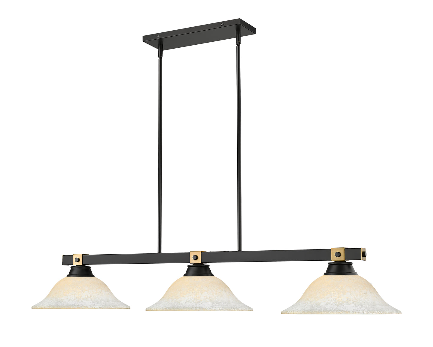 1955-3MB-RB-WM16 - Bronte 3 Light 55" Billiard - Matte Black / Rubbed Brass