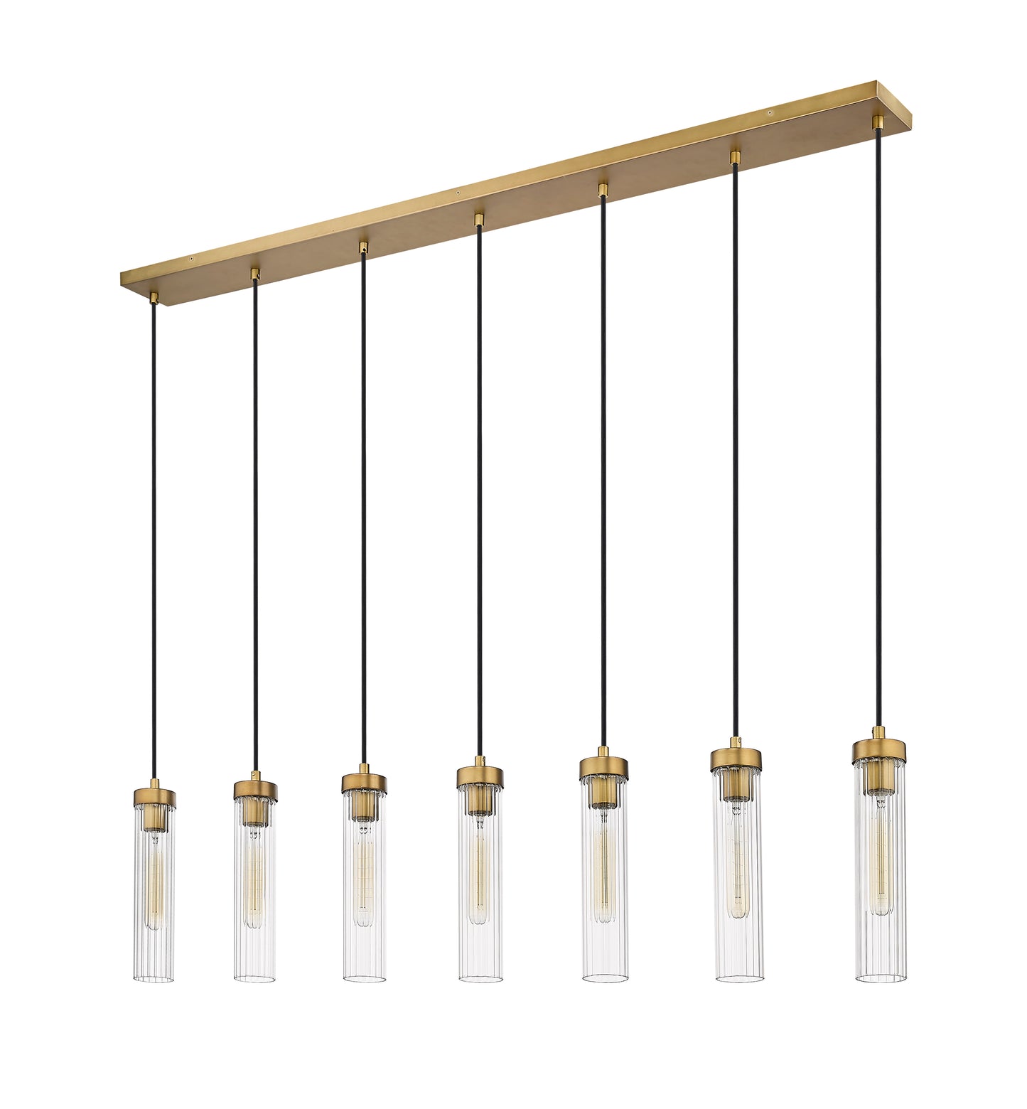 740P-7L-RB - Beau 7 Light Linear 54" Chandelier - Rubbed Brass