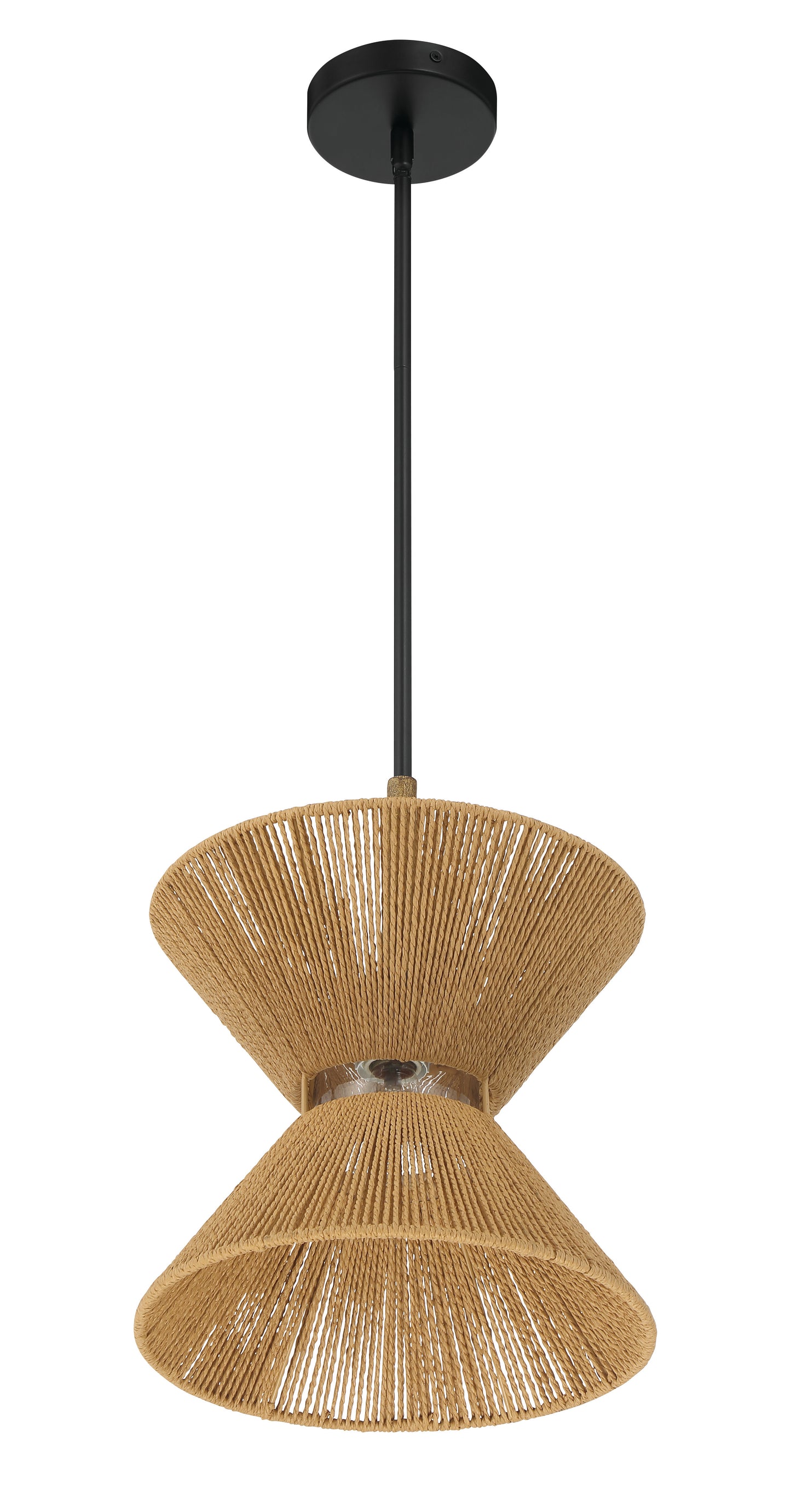 58591-FBWAL - Serena 1 Light 12.13" Wide Pendant - Flat Black / Walnut
