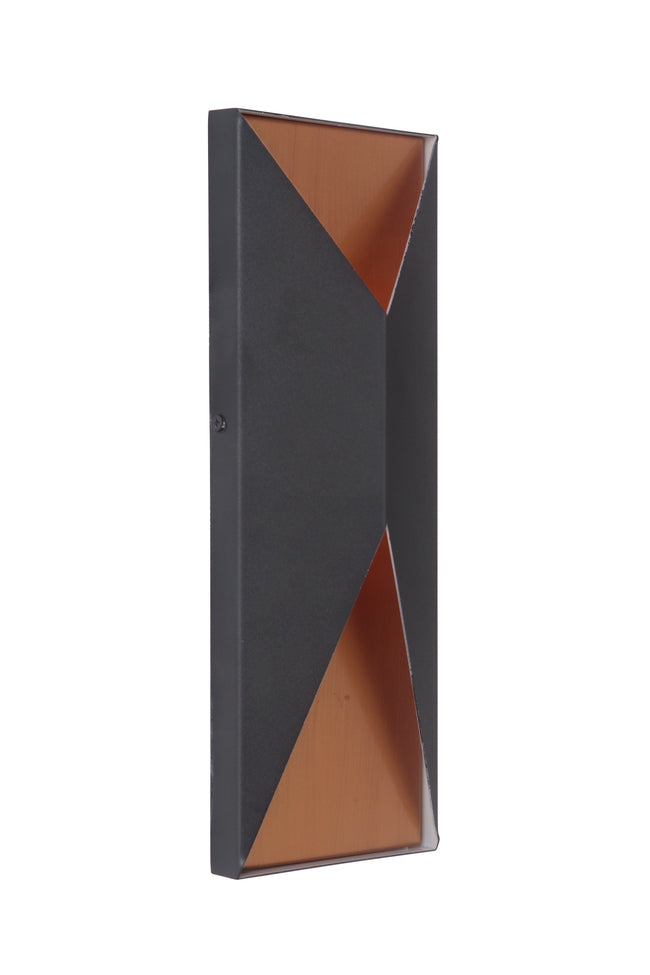 Z3412-TBSB-LED - Peak 2 Light 14" High Outdoor Pocket Sconce - Textured Black / Satin Brass