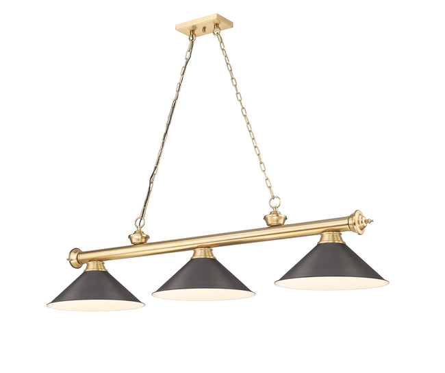 2306-3HBR-BRZ15 - Cordon 3 Light 57" Billiard - Heritage Brass