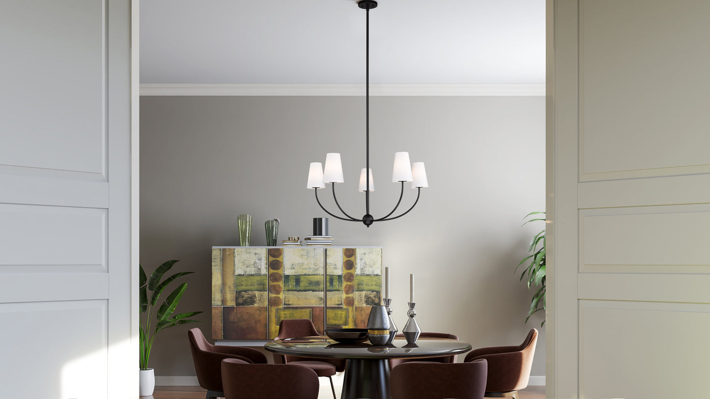 3040-32MB - Shannon 5 Light 32" Chandelier - Matte Black