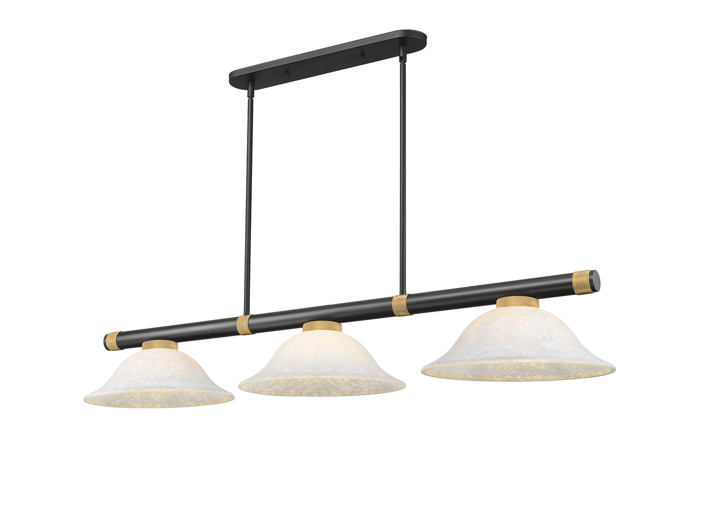 3050-3MB-RB-WM16 - Vanguard 3 Light 58" Billiard - Matte Black / Rubbed Brass