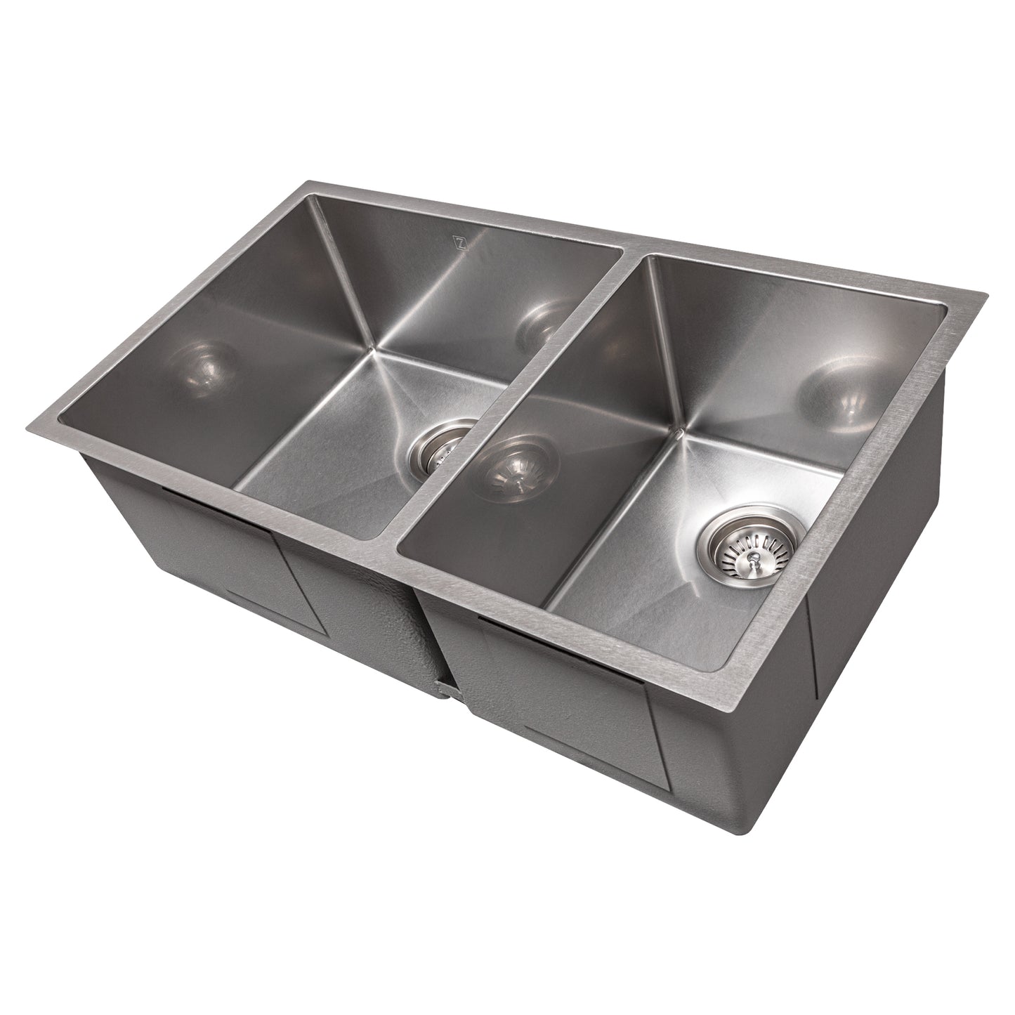 SR60D-33S - 33" Chamonix Undermount Double Bowl Satin Stainless Steel Kitchen Sink with Bottom Grid