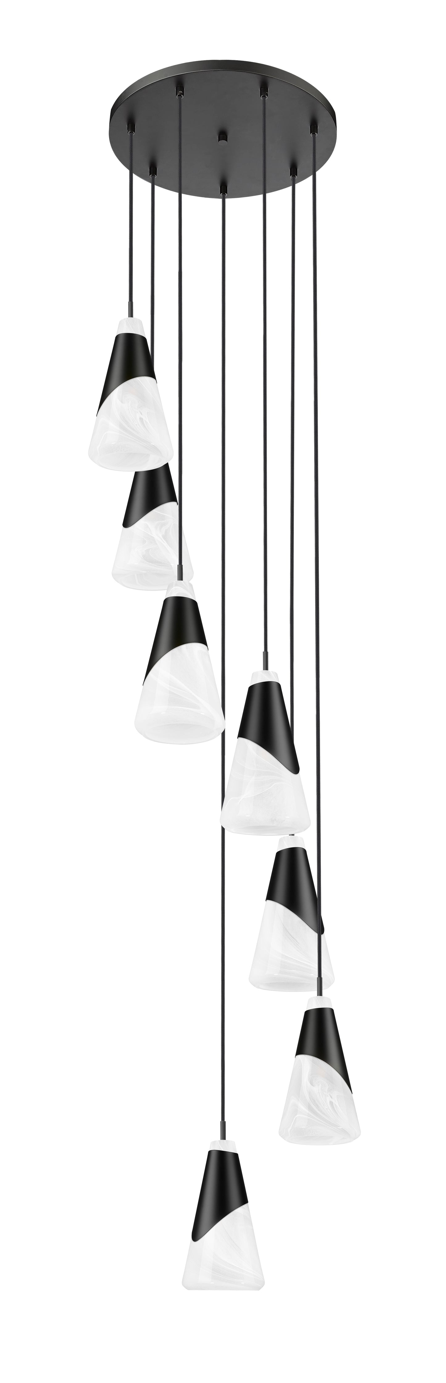 828P6-7R-MB - Aimie 7 Light 18" Chandelier - Matte Black