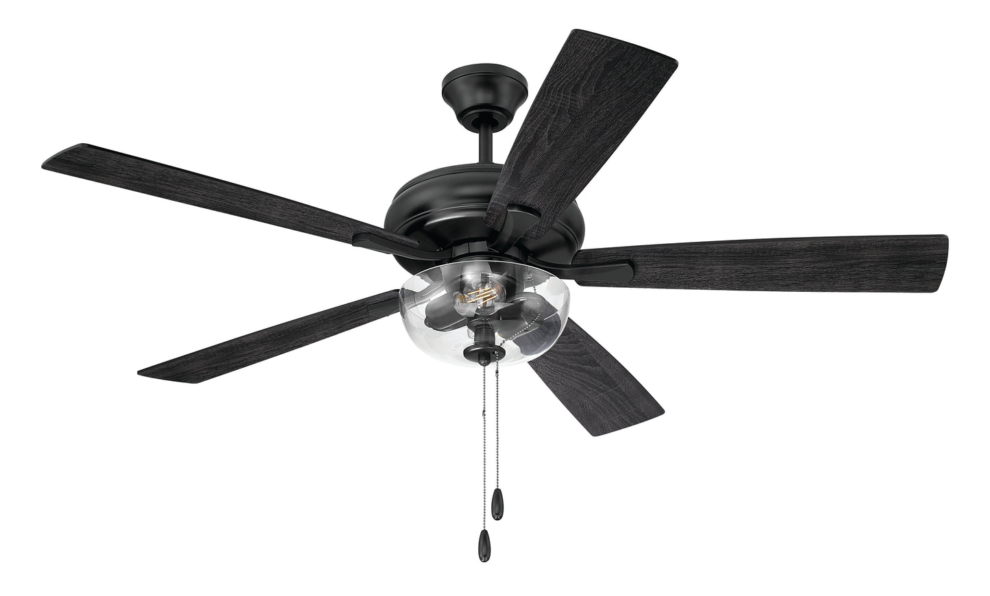 ECF201FB5-FBGW - EOS 2 Light Clear Bowl 52" Ceiling Fan 52" 5 Blade Ceiling Fan with Light Kit - Flat Black