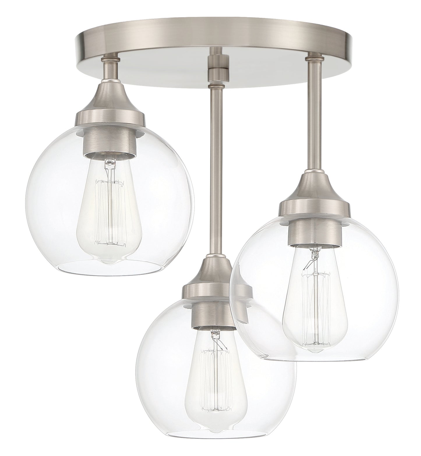 56253-BNK - Glenda 3 Light 14.25" Wide Semi Flush Mount - Brushed Nickel
