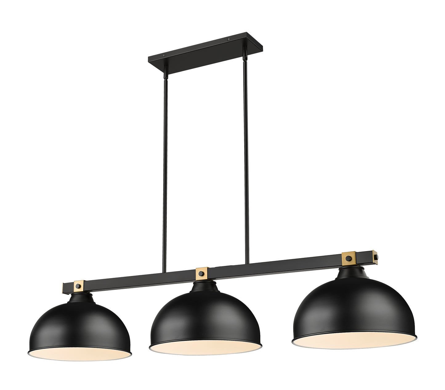 1955-3MB-RB-D13MB - Bronte 3 Light 52" Billiard - Matte Black / Rubbed Brass