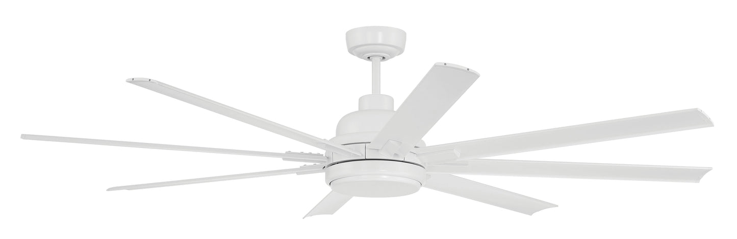 RSH65W8 - Rush 65 65" 8 Blade Indoor Outdoor Ceiling Fan with Light Kit - White