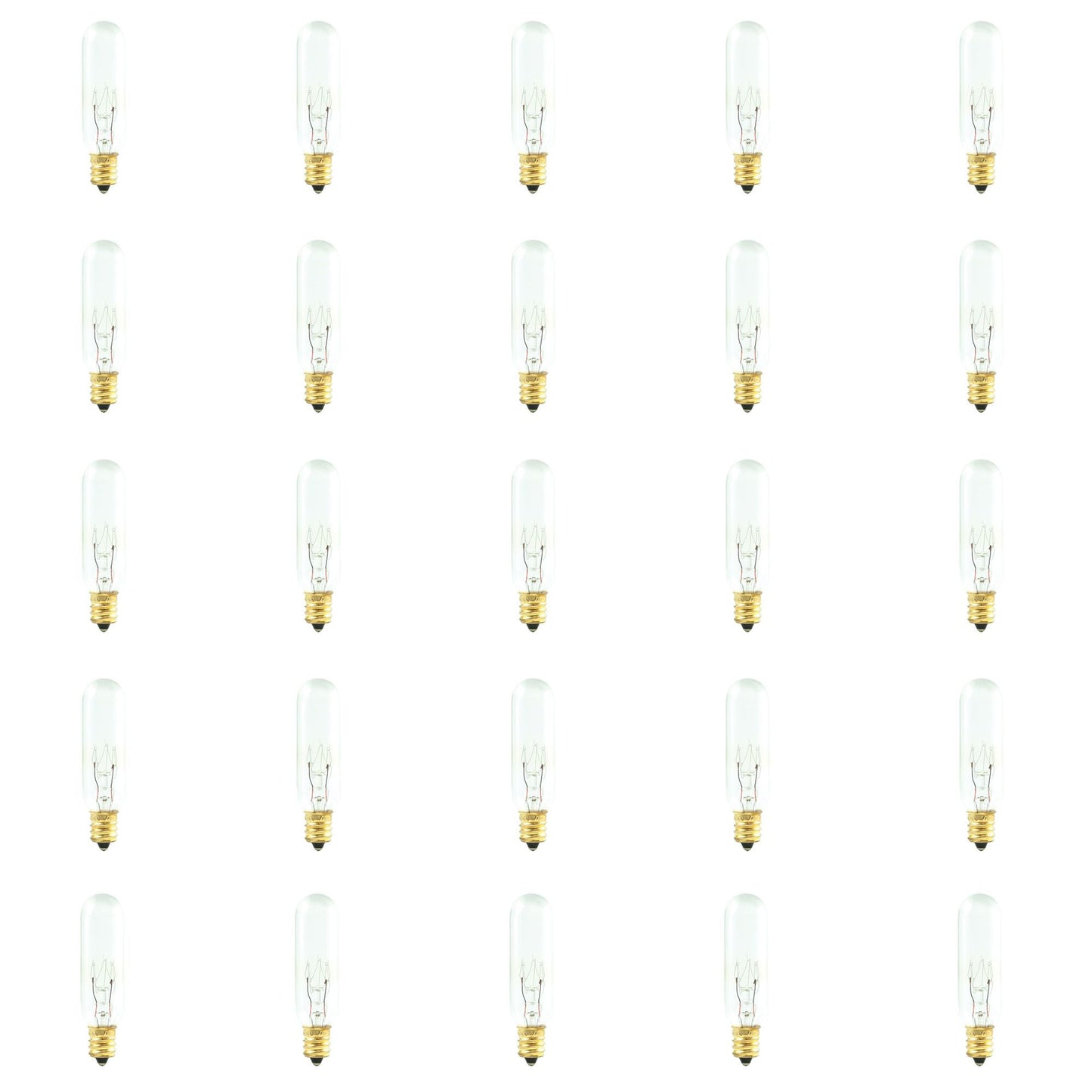 707115 - Dimmable Clear T6 Incandescent Candelabra Light Bulb - 15 Watt - 2700K - 25 Pack