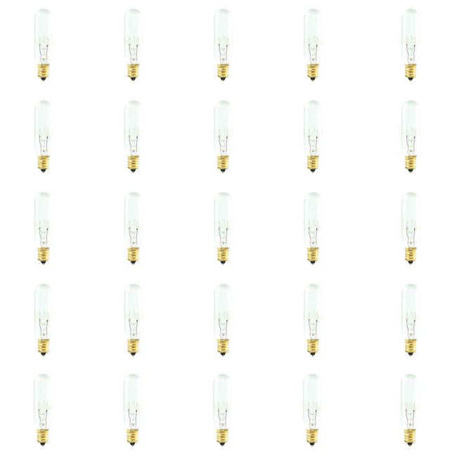 707115 - Dimmable Clear T6 Incandescent Candelabra Light Bulb - 15 Watt - 2700K - 25 Pack