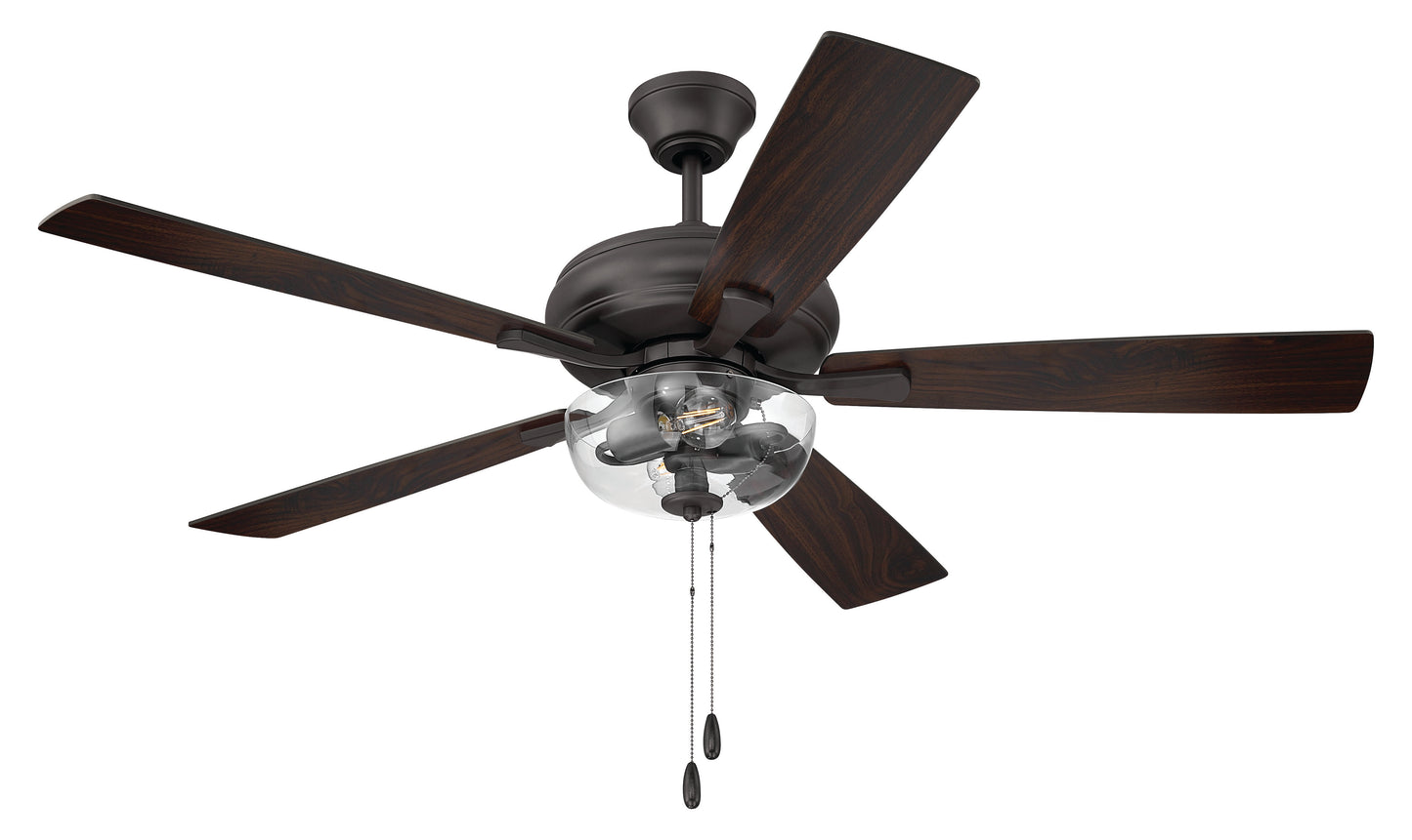 ECF201CBZ5-CBZWLN - EOS 2 Light Clear Bowl 52" Ceiling Fan 52" 5 Blade Ceiling Fan with Light Kit - Classic Bronze
