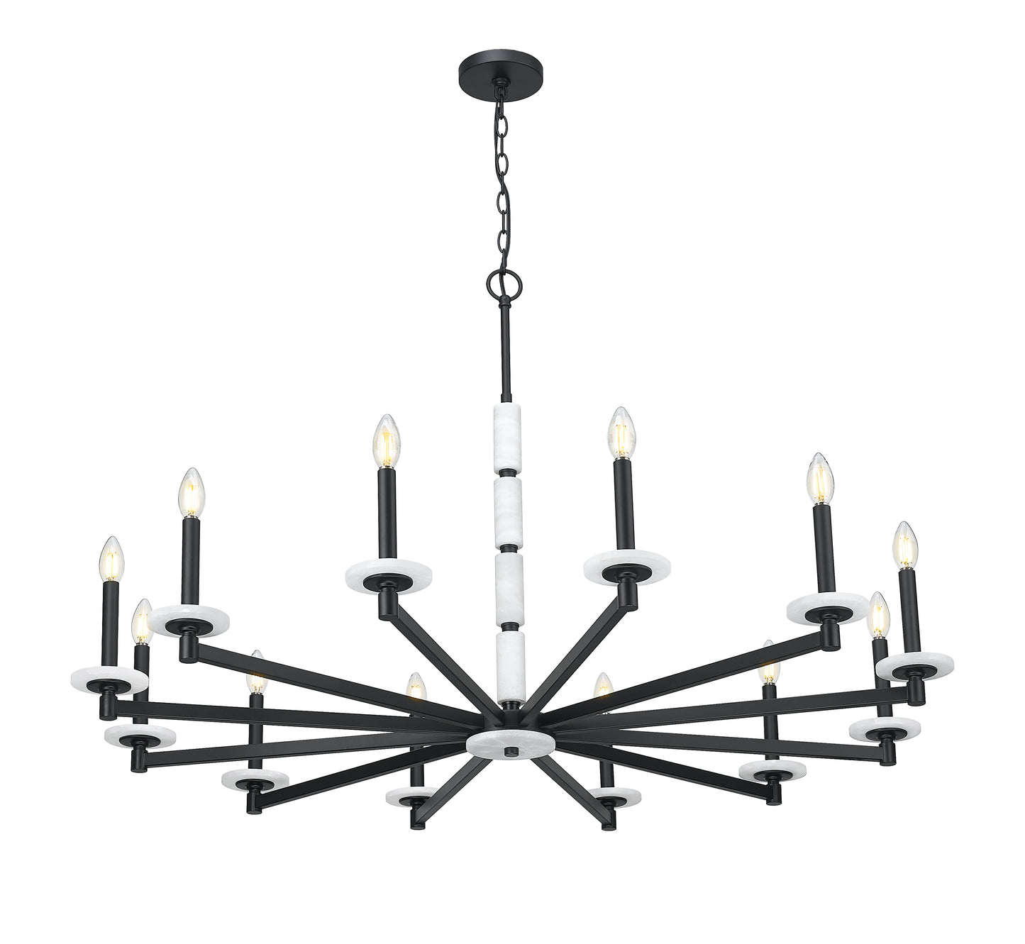 3045-12MB - Kaden 12 Light 48" Chandelier - Matte Black