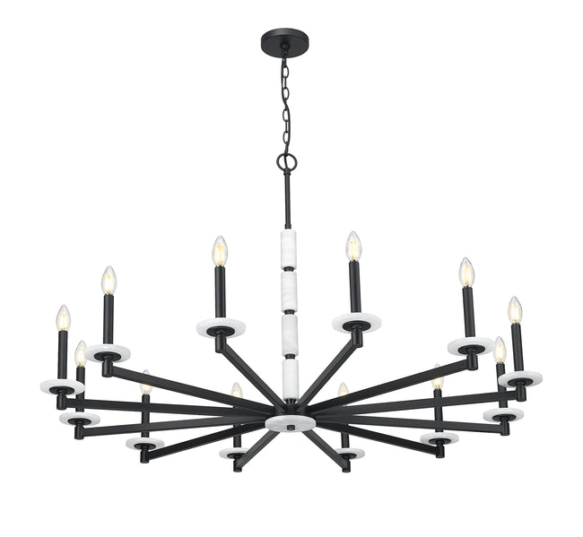 3045-12MB - Kaden 12 Light 48" Chandelier - Matte Black