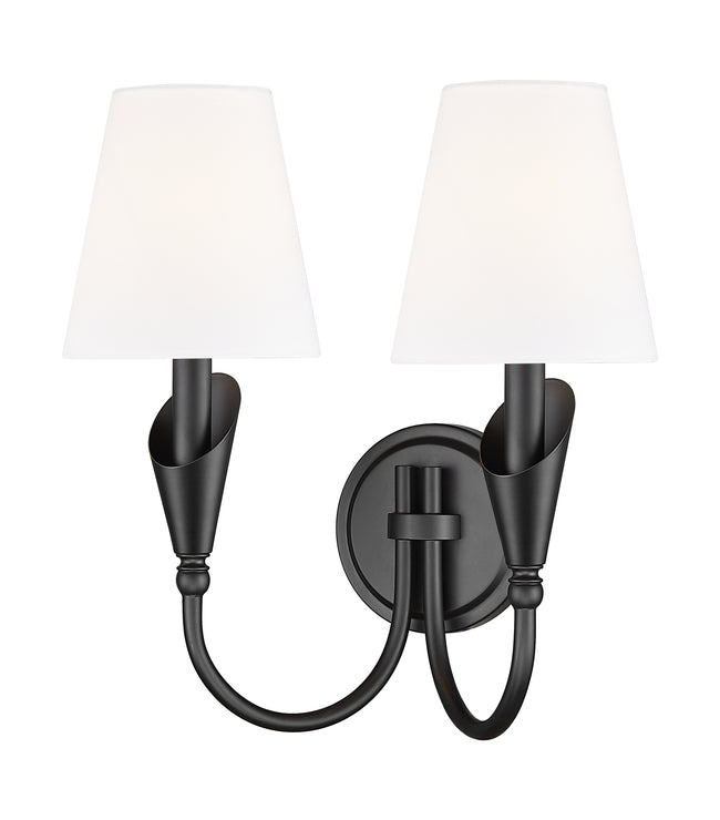 4014-2S-MB - Claudelle 2 Light Wall 14" Sconce - Matte Black