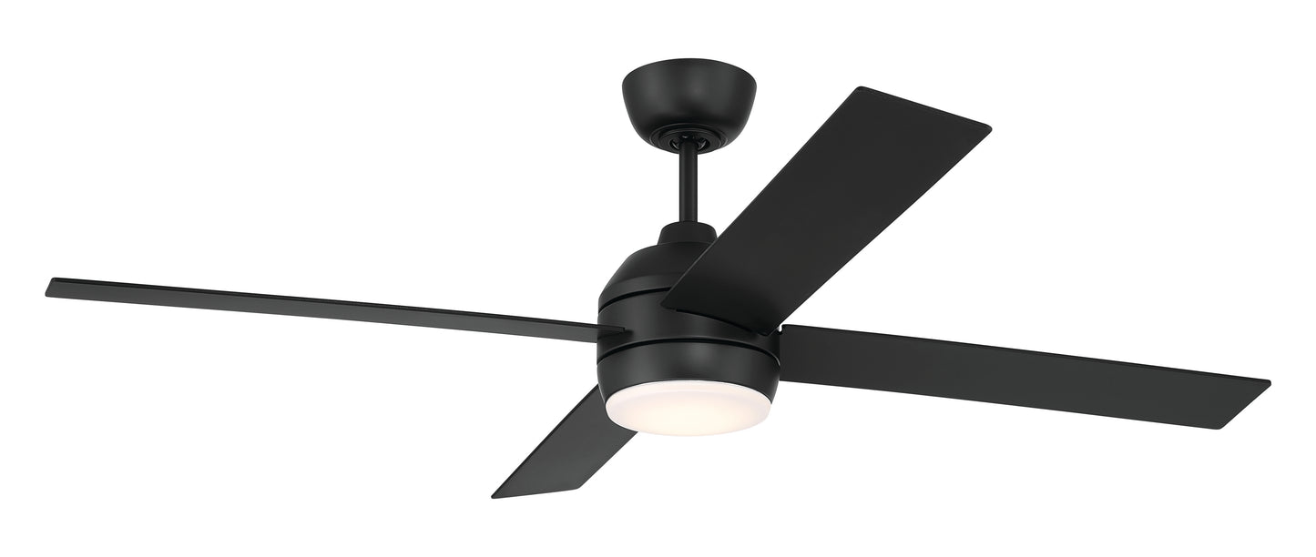 KLS52FB4 - Kelsey 52" 4-blade Indoor Ceiling Fan 52" 4 Blade Ceiling Fan with Light Kit - Flat Black