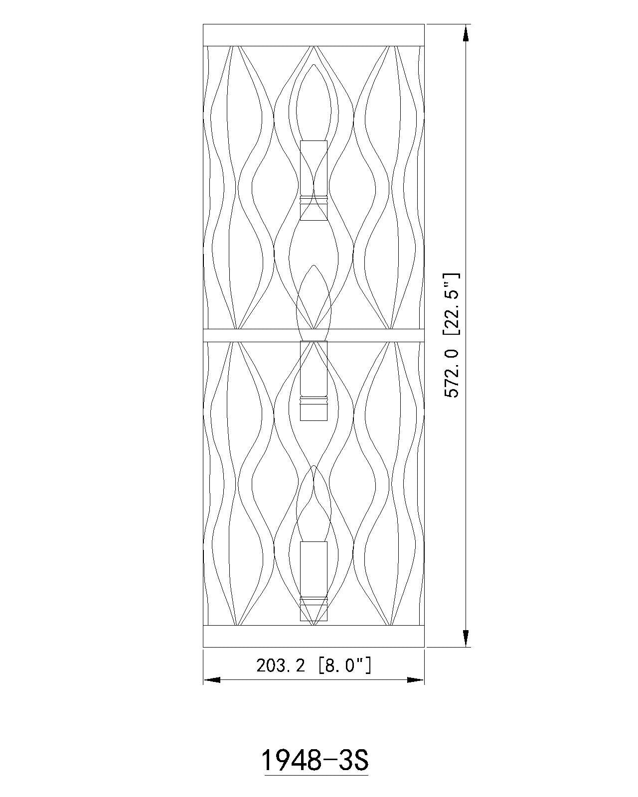 1948-3S-MB - Harden 3 Light Wall 22" Sconce - Matte Black