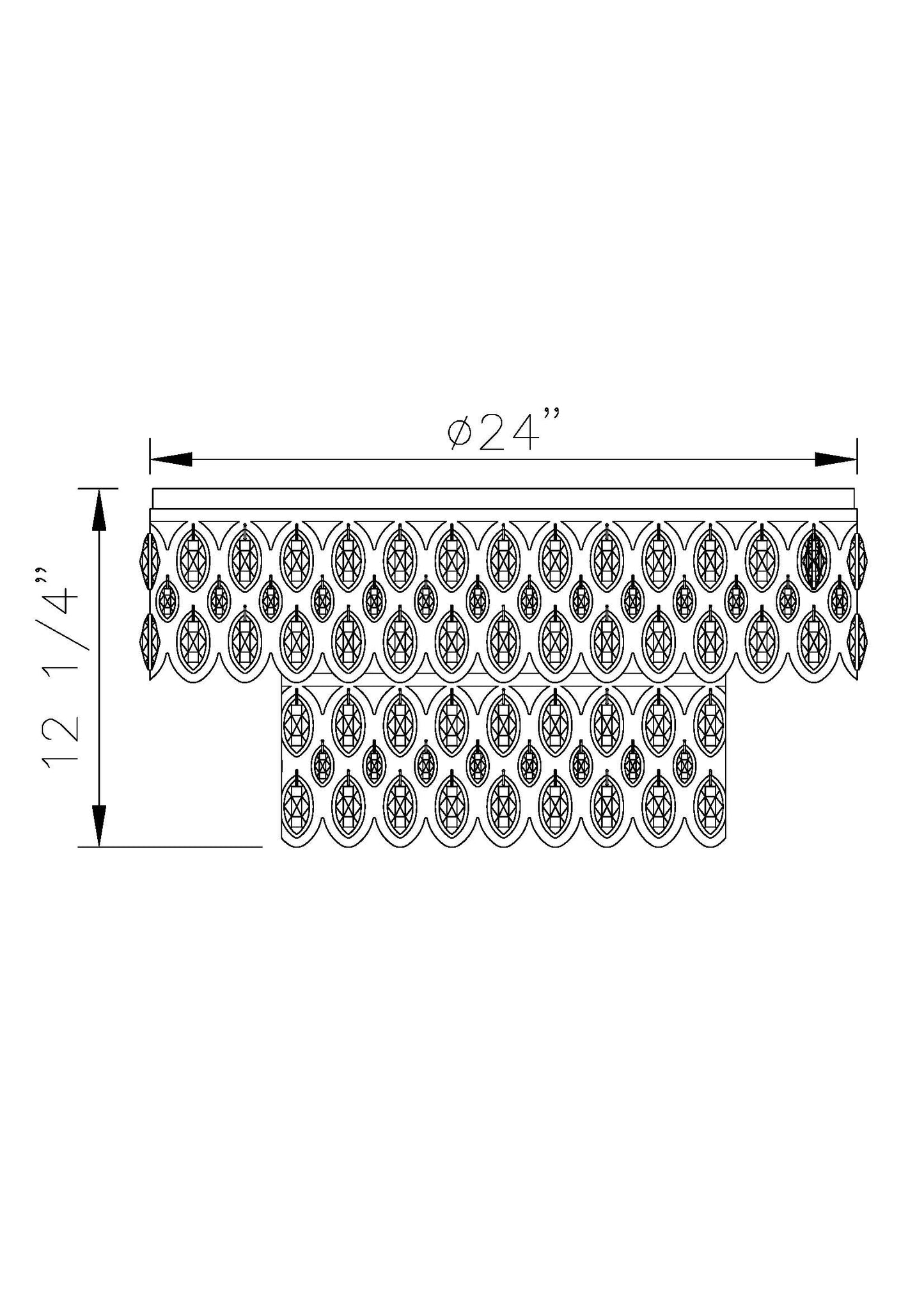 822F24-HB - Dealey 12 Light Flush 24" Mount - Heirloom Brass