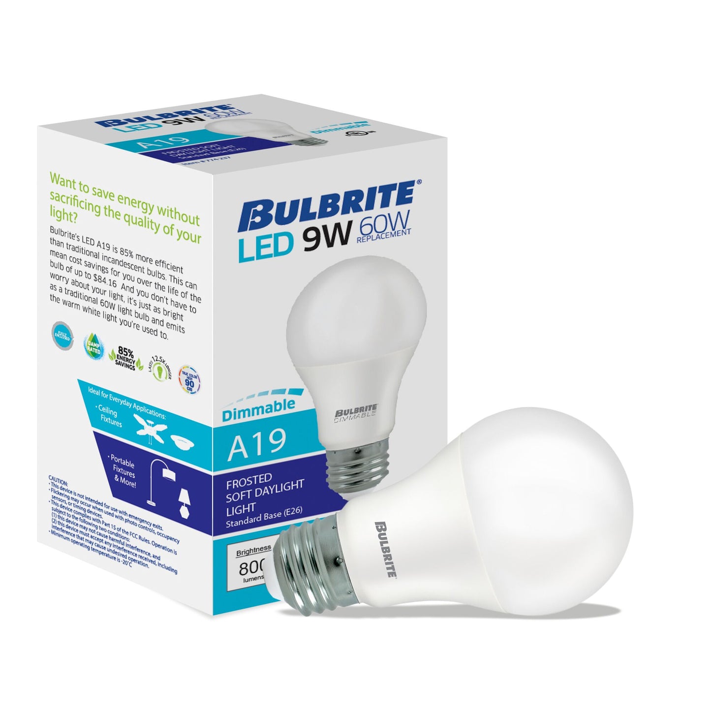 774265 - Dimmable Frost A19 LED Light Bulb - 9 Watt - 5000K - 8 Pack