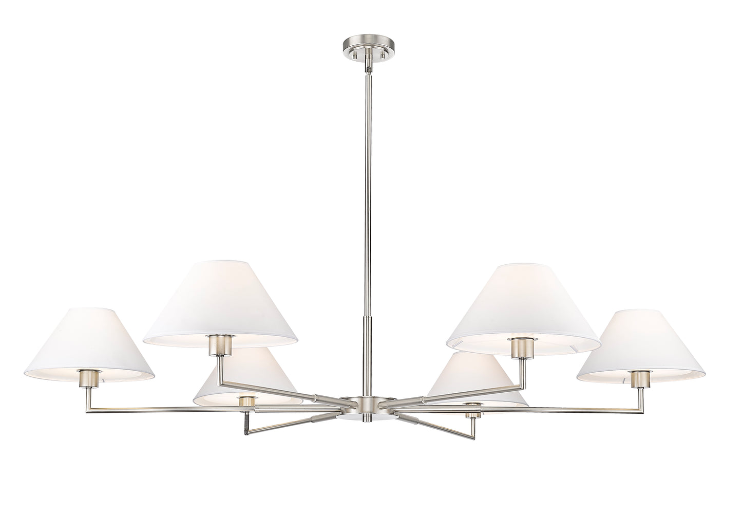 744-63R-BN - Leila 6 Light 63" Chandelier - Brushed Nickel