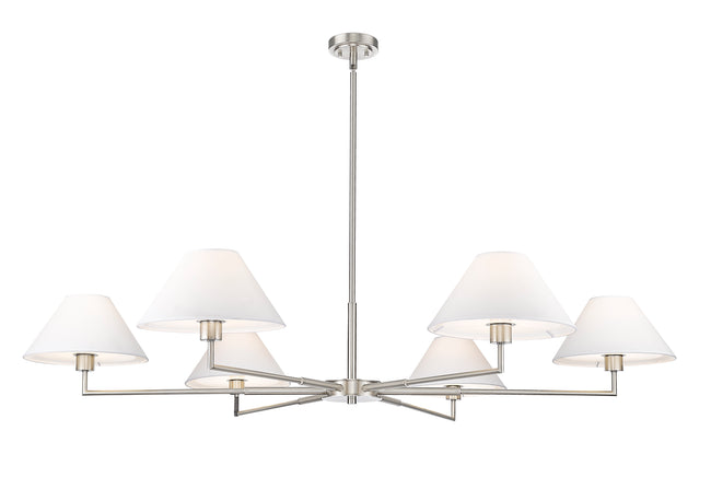 744-63R-BN - Leila 6 Light 63" Chandelier - Brushed Nickel