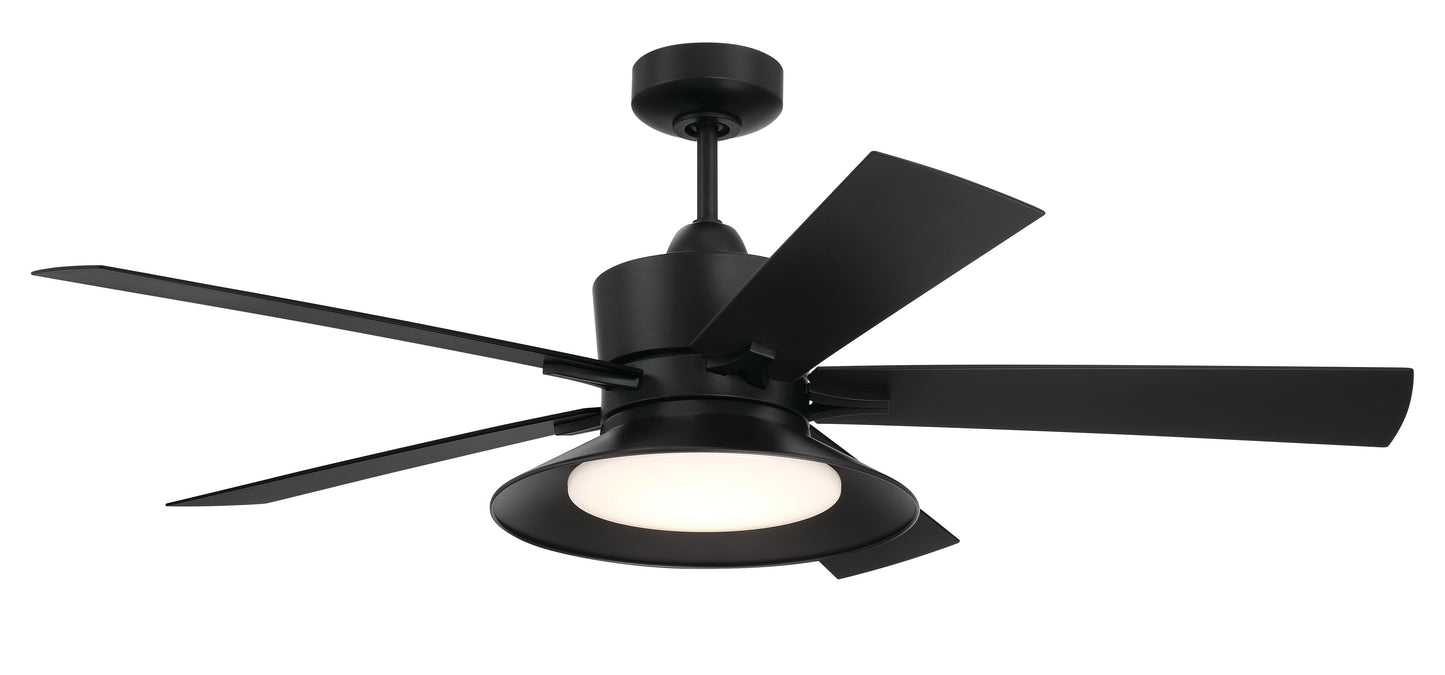 TOP52FB5 - Topper 52" 5 Blade Indoor Outdoor Ceiling Fan with Light Kit - Flat Black