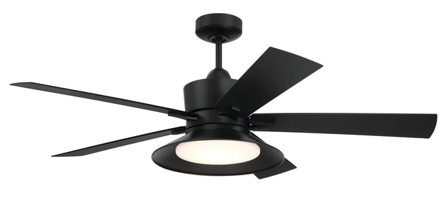 TOP52FB5 - Topper 52" 5 Blade Indoor Outdoor Ceiling Fan with Light Kit - Flat Black