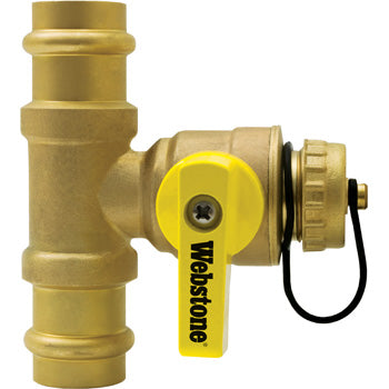80675W  - 1-1/4" Pro-Pal Press T-Drain Ball Valve w/Hi-Flow Hose Drain