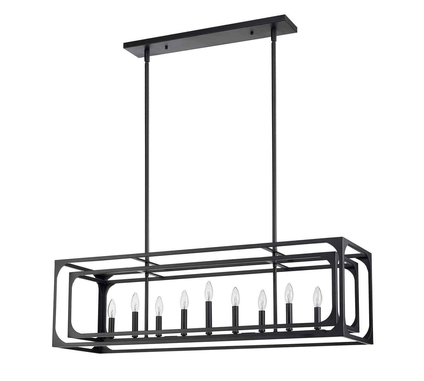 3038-9L-MB - Easton 9 Light Linear 44" Chandelier - Matte Black