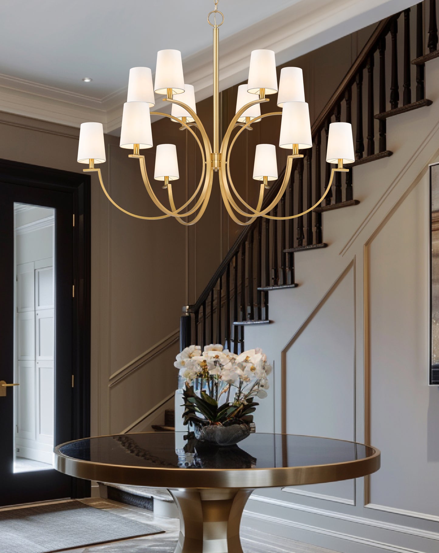 2016-12MGLD - Cordelia 12 Light 48" Chandelier - Modern Gold