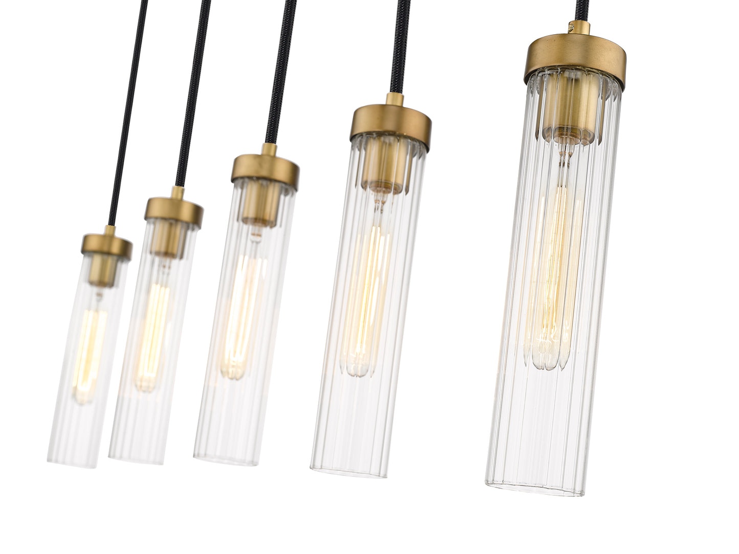 740P-5L-RB - Beau 5 Light Linear 42" Chandelier - Rubbed Brass