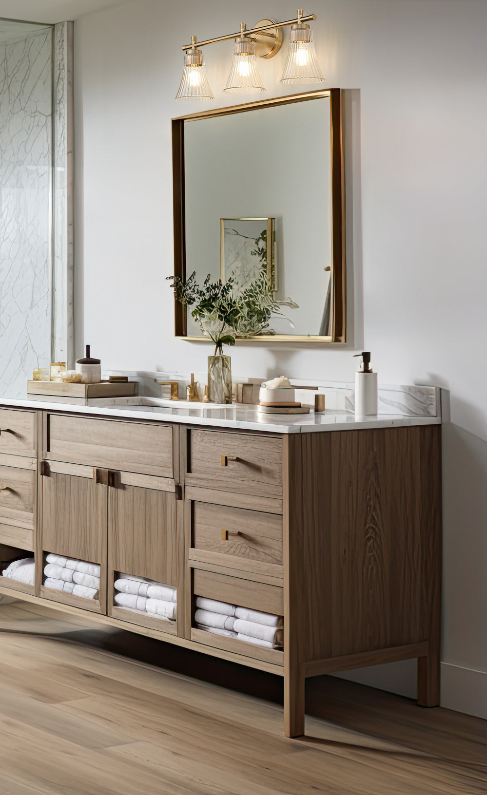 7519-3V-MGLD - Belle 3 Light 24" Vanity - Modern Gold