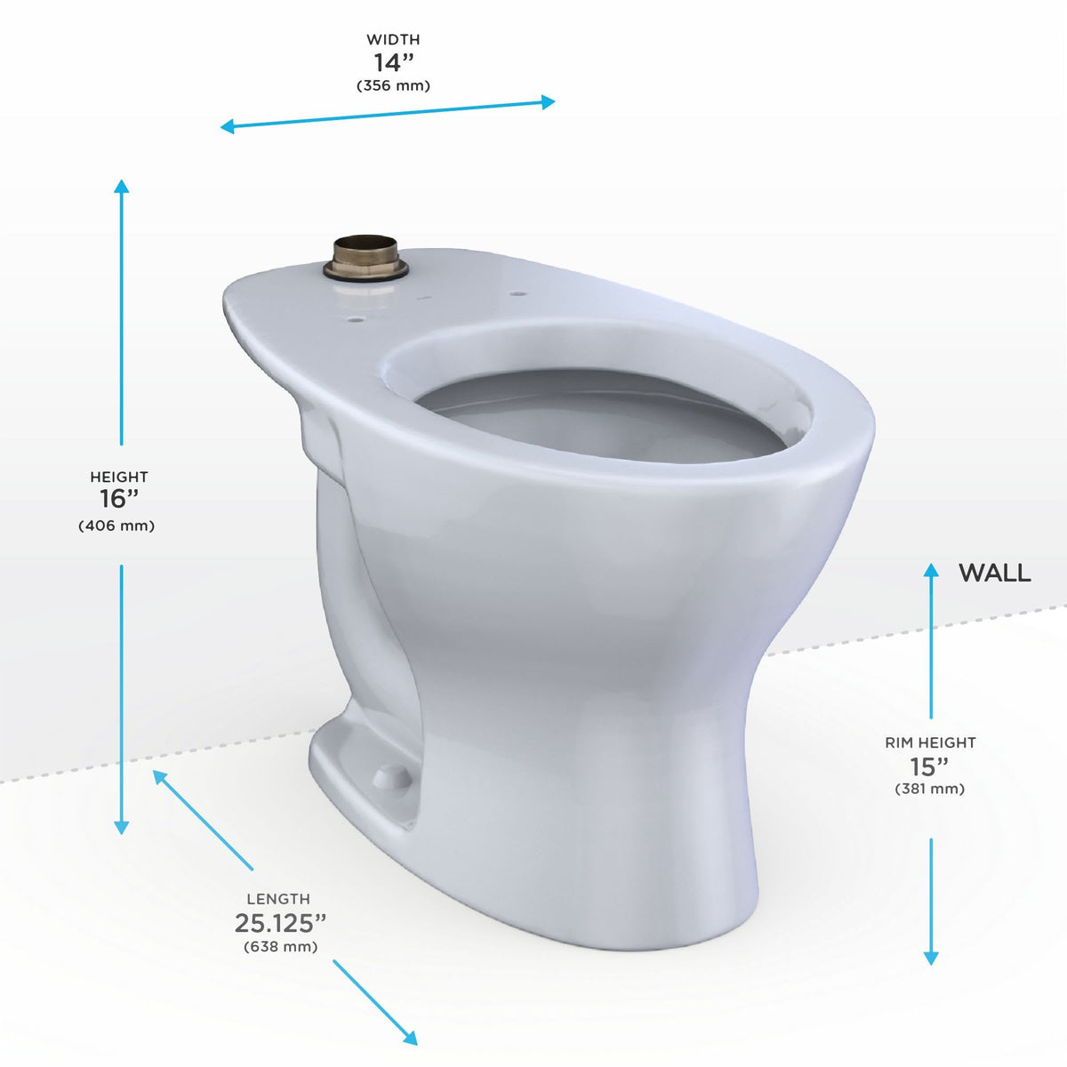 CT725CUG#01 - Commercial Floor Mounted Elongated Toilet with CEFIONTECT Ceramic Glaze - Cotton White