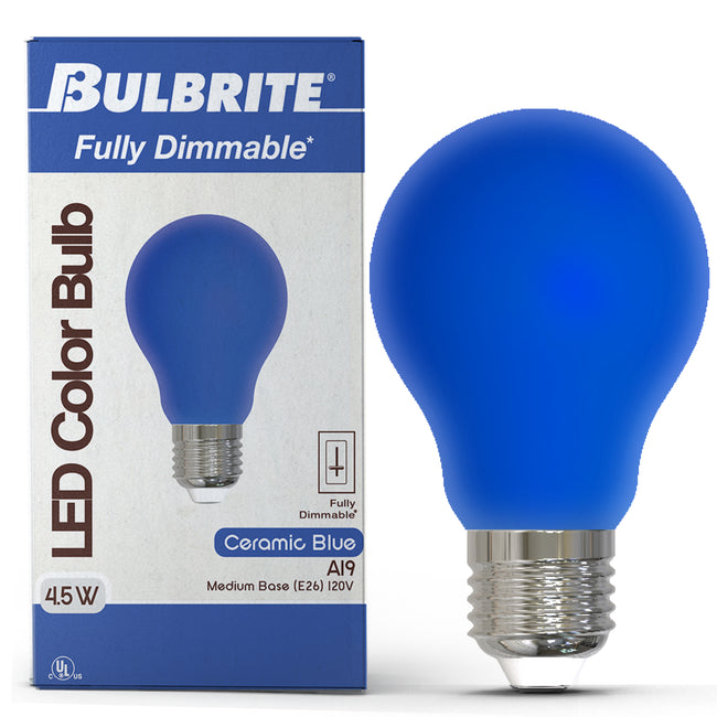 776109 - Filaments Dimmable Ceramic Blue A19 LED Light Bulb - 4.5 Watt - 10 Pack