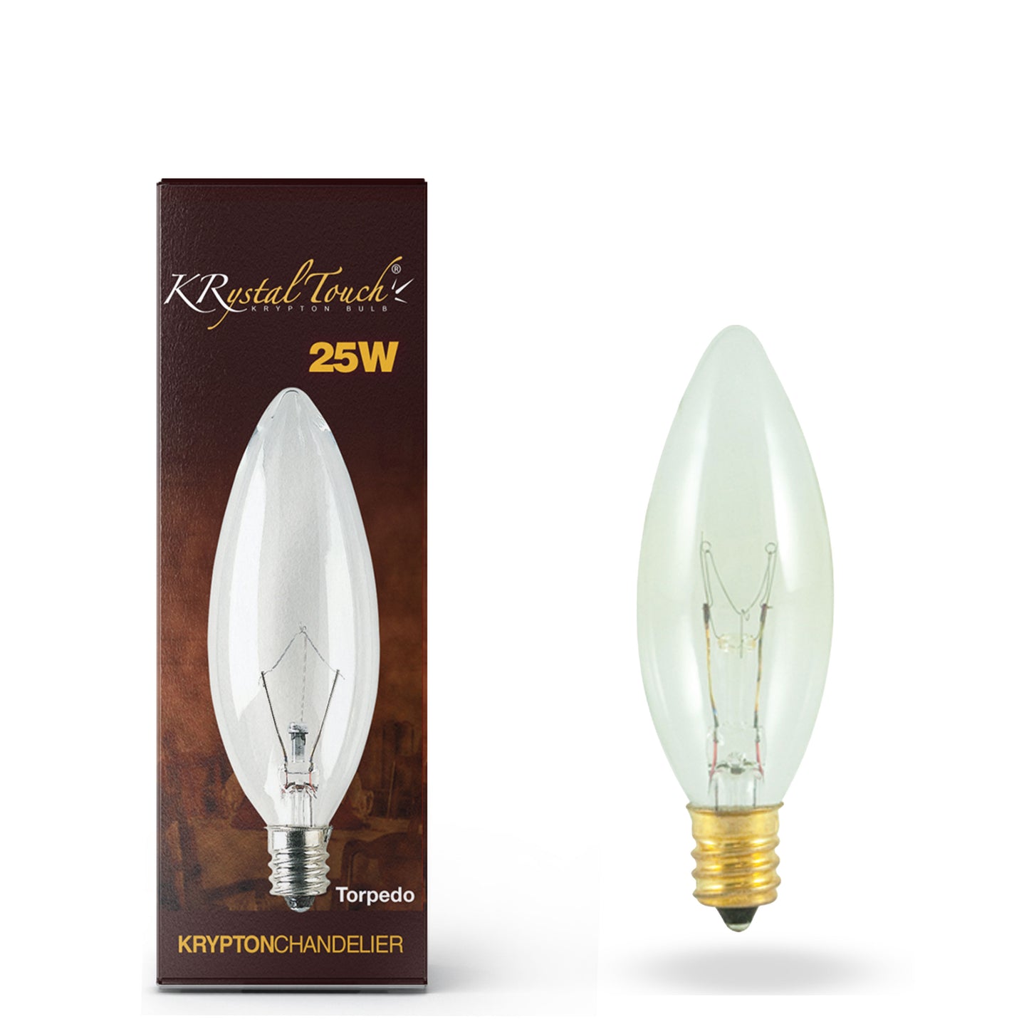 460020 - Dimmable Clear B8 Krypton/Xenon Candelabra Light Bulb - 25 Watt - 2700K - 20 Pack