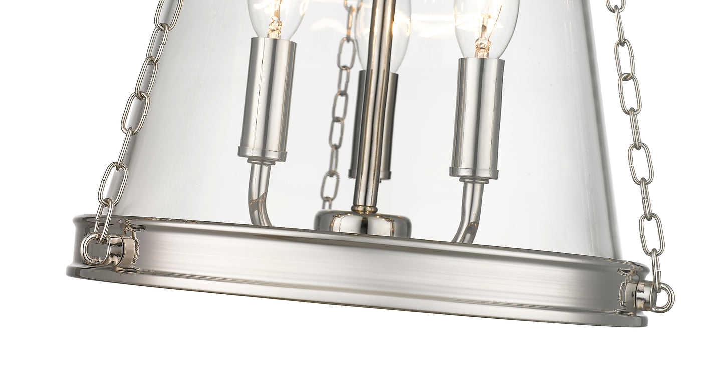 341P12-PN - Prescott 3 Light 12" Pendant - Polished Nickel