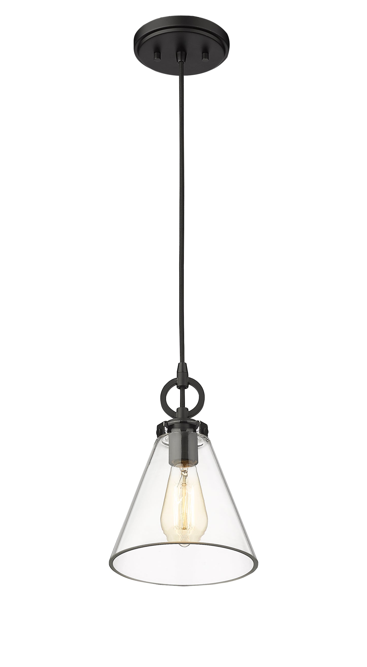 3034P8-MB - Harper 1 Light 8" Pendant - Matte Black