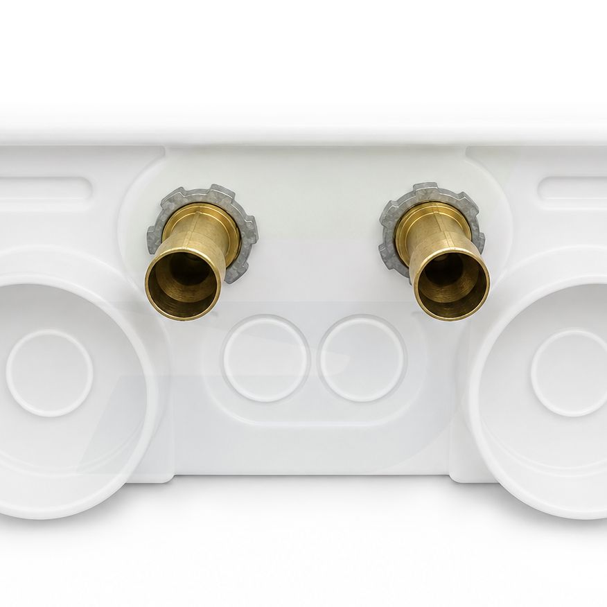 85703 - DU-All Dual Drain Washing Machine Outlet Box - Brass Quarter Turn Valves with Arrestors - 1/2" Sweat