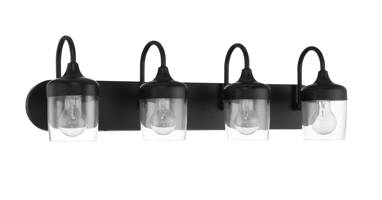 58104-FB - Wrenn 4 Light 30" Wide Vanity Light - Flat Black