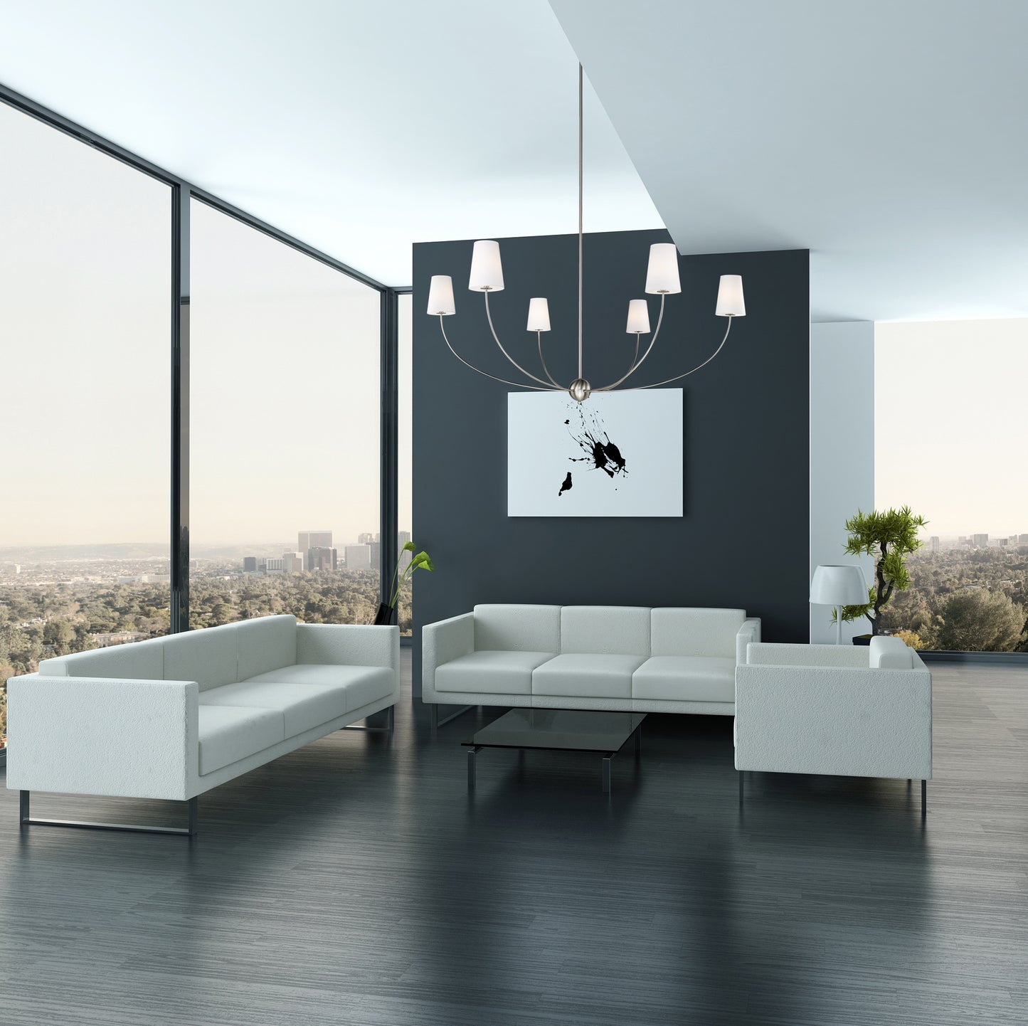 3040-62BN - Shannon 6 Light 62" Chandelier - Brushed Nickel