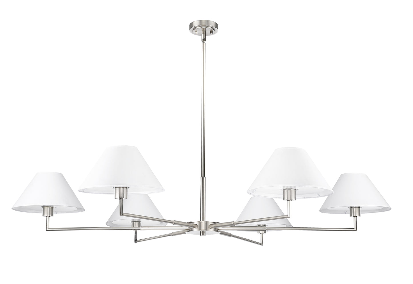 744-63R-BN - Leila 6 Light 63" Chandelier - Brushed Nickel