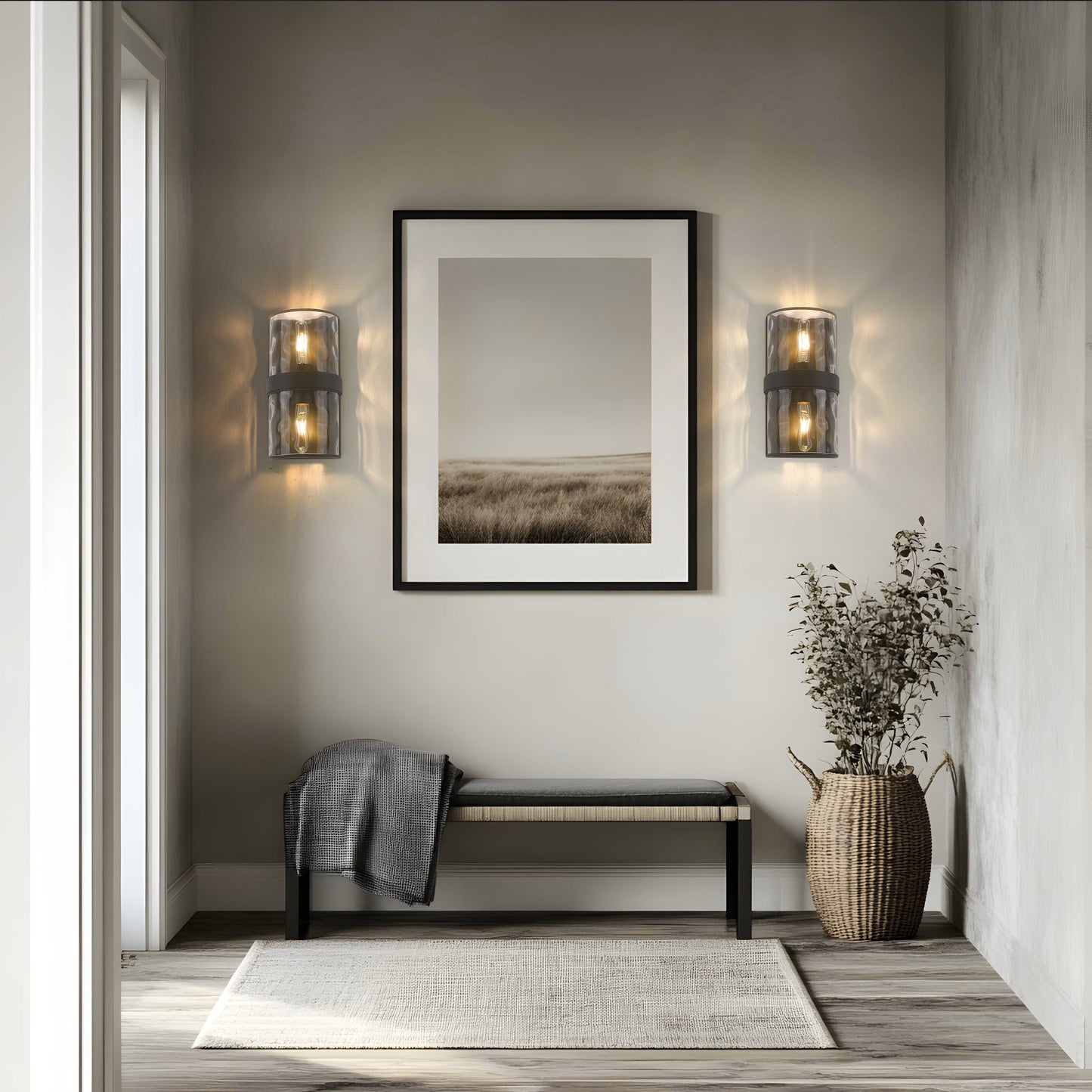 3053-2SS-MB - Meridian 2 Light Wall 12" Sconce - Matte Black